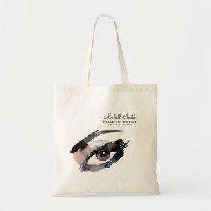 Watercolor eyes lash extension makeup branding tote bag