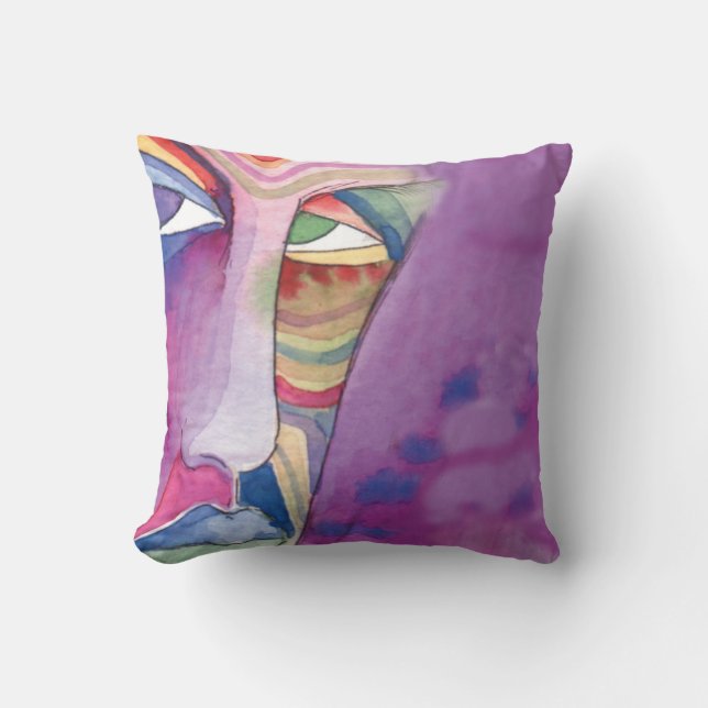 WATERCOLOR  FACE Abstract Water Color Pillow (Front)