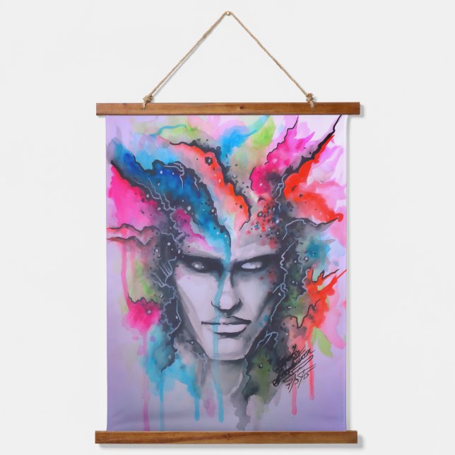 Watercolor Face Hanging Tapestry (Front)