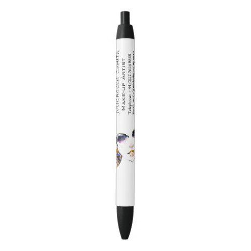 Watercolor face long lashes makeup artist branding black ink pen