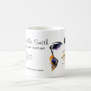 Watercolor face long lashes makeup artist branding coffee mug