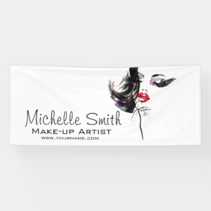 Watercolor face makeup artist branding banner