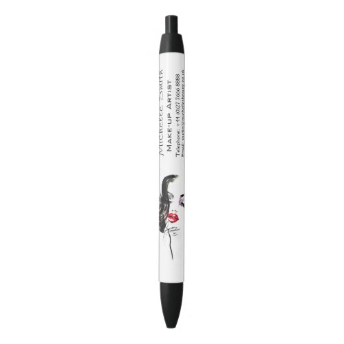 Watercolor face makeup artist branding black ink pen