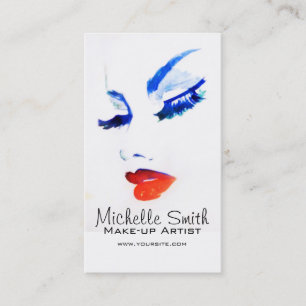 Watercolor face makeup artist branding business card