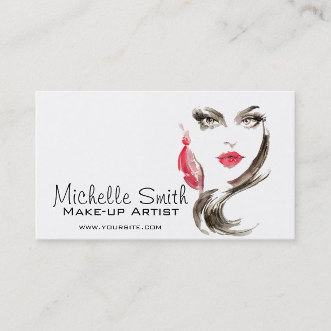 Watercolor face makeup artist branding business card (Front)