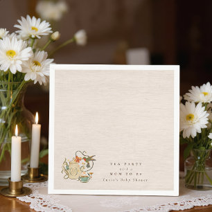 Watercolor Faecore floral Tea Party Baby Shower Napkins