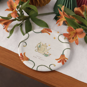 Watercolor Faecore floral Tea Party Baby Shower Paper Plates