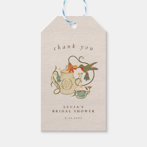 Watercolor Faecore floral Tea Party Bridal Shower Gift Tags