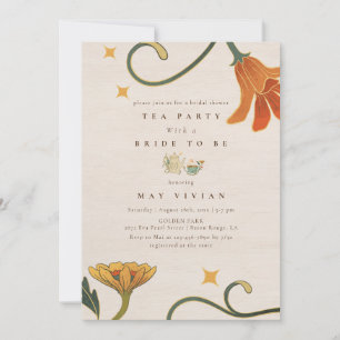 Watercolor Faecore floral Tea Party Bridal Shower Invitation