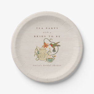 Watercolor Faecore floral Tea Party Bridal Shower Paper Plates