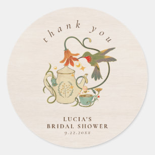 Watercolor Faecore floral Tea Party Thank You Classic Round Sticker