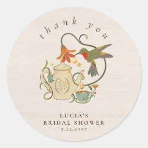 Watercolor Faecore floral Tea Party Thank You Classic Round Sticker