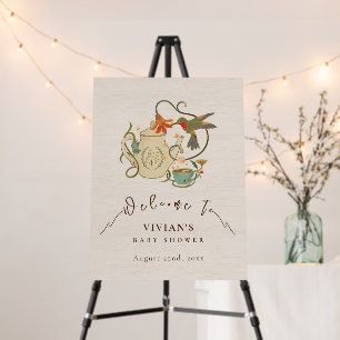 Watercolor Faecore floral Tea Party Welcome Foam Board