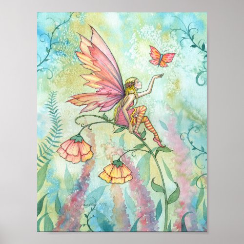 Watercolor Fairy and Butterfly by Molly Harrison Poster