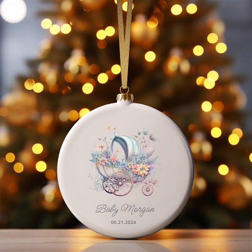 Watercolor Fairy Baby Stroller Shower Ceramic Ornament