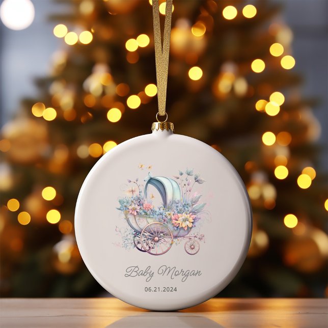 Watercolor Fairy Baby Stroller Shower Ceramic Ornament (Creator Uploaded)