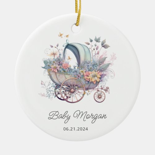 Watercolor Fairy Baby Stroller Shower Ceramic Ornament