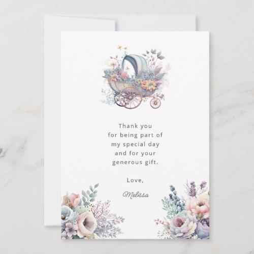 Watercolor Fairy Baby Stroller Shower Thank You Card