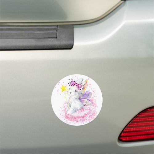 Watercolor Fairy Bunny Car Magnet