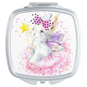 Watercolor Fairy Bunny Compact Mirror