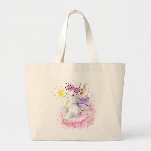 Watercolor Fairy Bunny Large Tote Bag