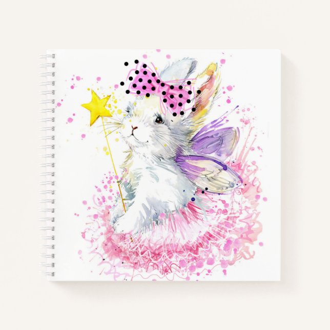 Watercolor Fairy Bunny Notebook (Front)