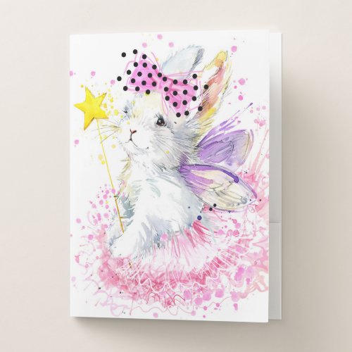 Watercolor Fairy Bunny Pocket Folder