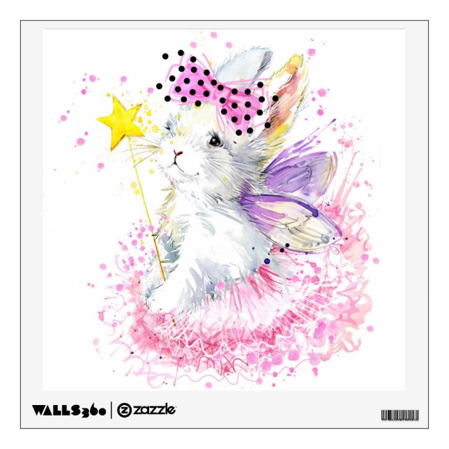 Watercolor Fairy Bunny Wall Decal (Front)