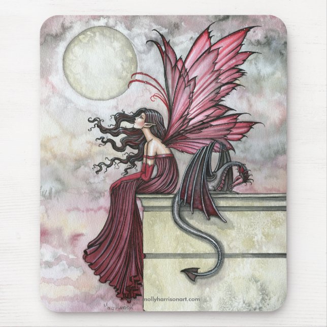 Watercolor Fairy Dragon Art Mousepad (Front)