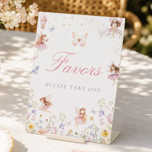 Watercolor Fairy First Birthday Favors Sign