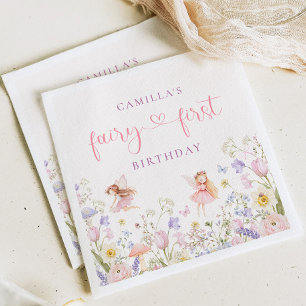 Watercolor Fairy First Birthday Napkins