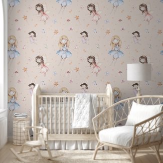 Watercolor Fairy Flowers Peach Fairytale Nursery