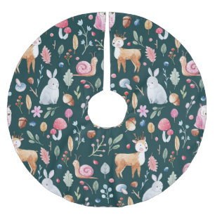 Watercolor Fairy Forest Children's Pattern Brushed Polyester Tree Skirt