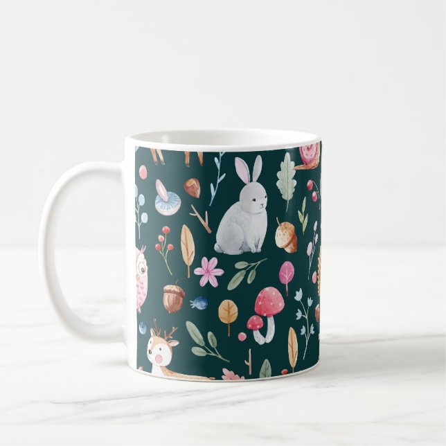 Watercolor Fairy Forest Children's Pattern Coffee Mug (Left)