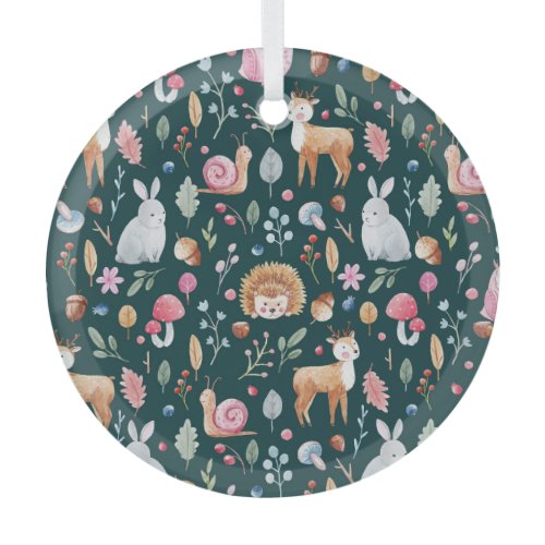 Watercolor Fairy Forest Children's Pattern Glass Ornament
