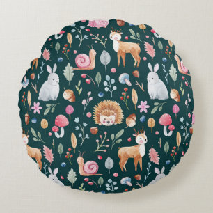 Watercolor Fairy Forest Children's Pattern Round Pillow