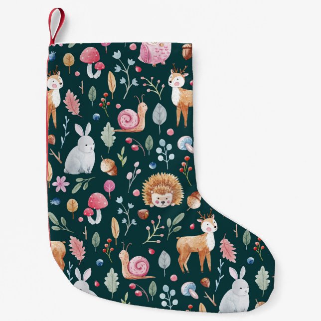 Watercolor Fairy Forest Children's Pattern Small Christmas Stocking (Front)
