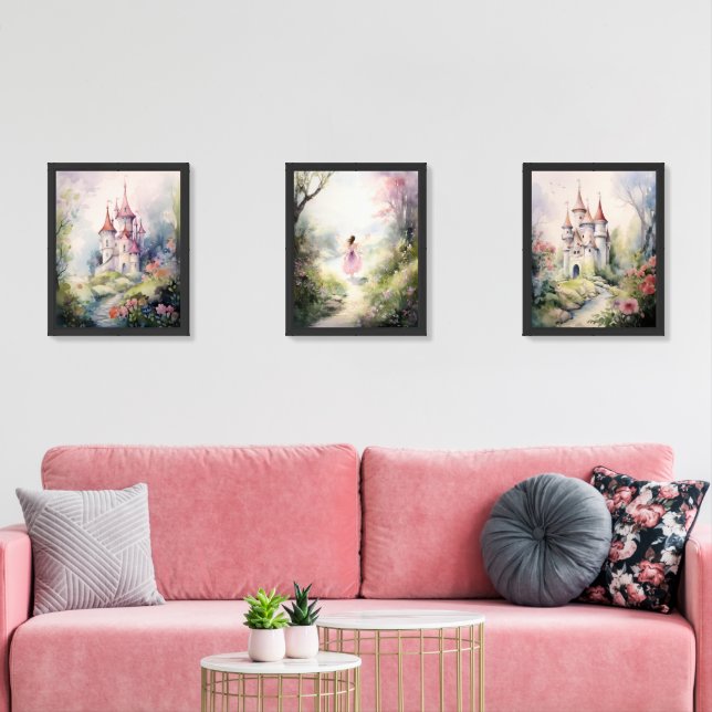 Watercolor Fairy Garden Wall Art Sets (Livingroom)