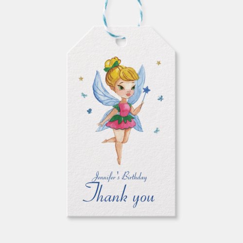 Watercolor  Fairy TALE Princess Butterfly Birthday Gift Tags