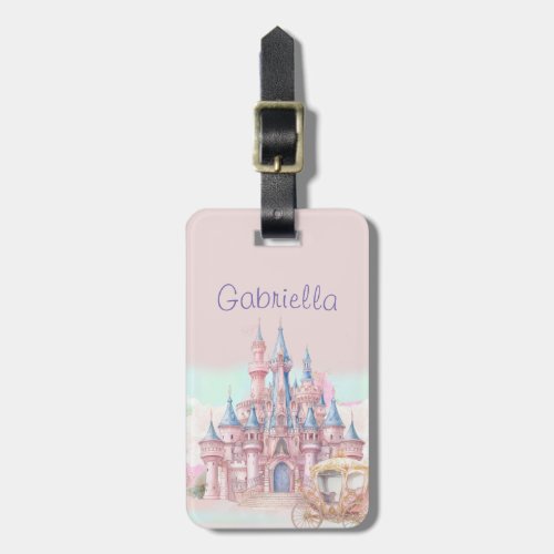 Watercolor Fairy Tale Theme Castle  Carriage Luggage Tag