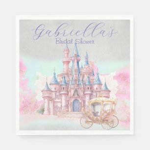 Watercolor Fairy Tale Theme Castle & Carriage Napkins