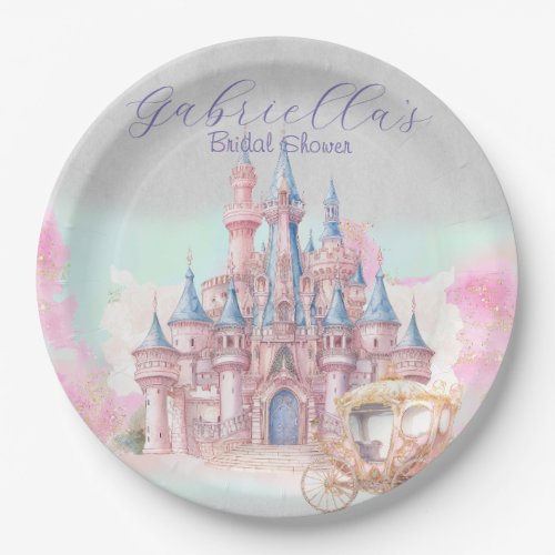 Watercolor Fairy Tale Theme Castle  Carriage Paper Plates