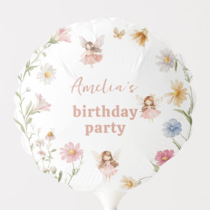 Watercolor Fairy Wildflower Birthday Girl Garden Balloon