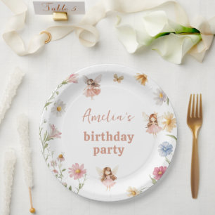 Watercolor Fairy Wildflower Girls Birthday Decor Paper Plates
