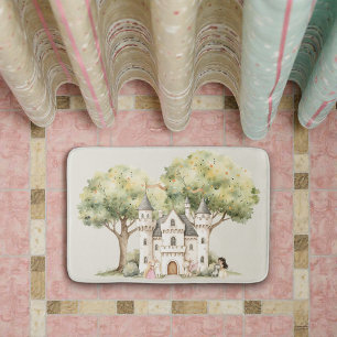 Watercolor Fairytale Princess Whimsical Bath Mat