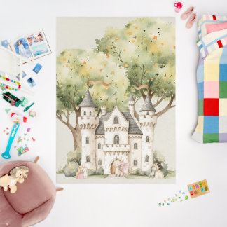 Watercolor Fairytale Princess Whimsical Rug