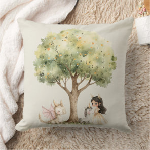 Watercolor Fairytale Princess Whimsical Throw Pillow
