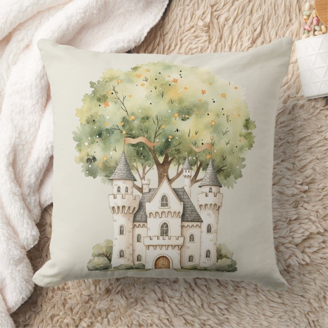 Watercolor Fairytale Princess Whimsical Throw Pillow (Blanket)