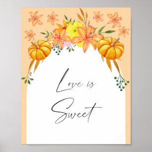 Watercolor fall arch - love is sweet take a treat poster