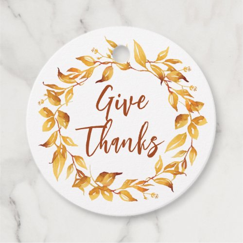 Watercolor Fall Atumn Leaves Wreath Round Favor Tags